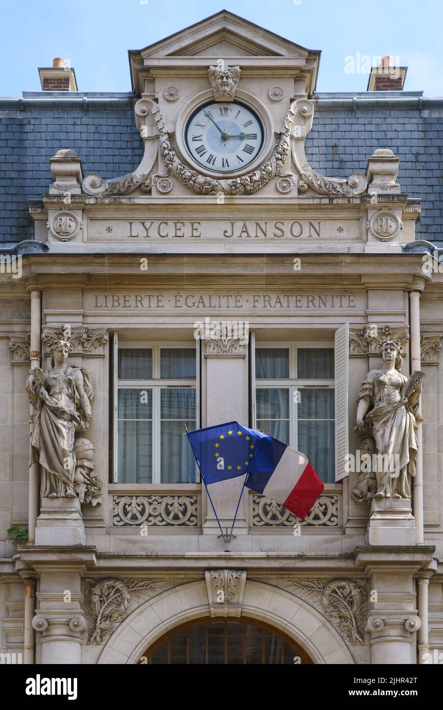Frankreich, Region Ile de France, 16. Arrondissement von Paris, rue de la Pompe, Eingangsportal des Lycée Jason de Sailly, Stockfoto