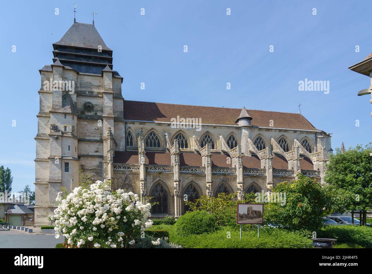 Frankreich, Normandie (Normandie), Calvados, Pont l'Evêque, Pays d'Auge, Église Saint-Mélaine, Kirche, Stockfoto