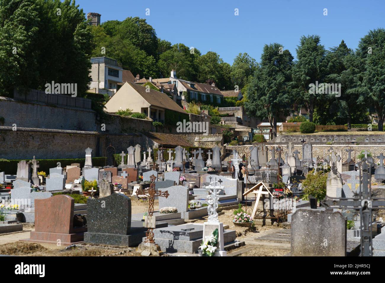 Frankreich, Region Ile de France, Yvelines, Montfort l'Amaury, Friedhof, Stockfoto