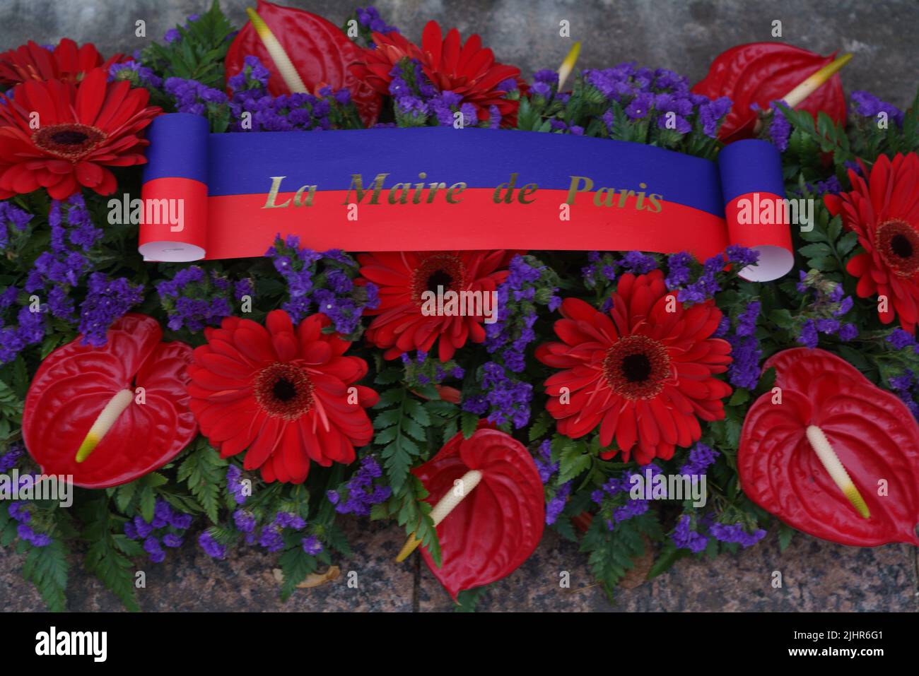 Frankreich, Region Ile de France, Paris 14. Arrondissement, Friedhof Montparnasse, Allerheiligen, Kranz des Bürgermeisters von Paris, Stockfoto