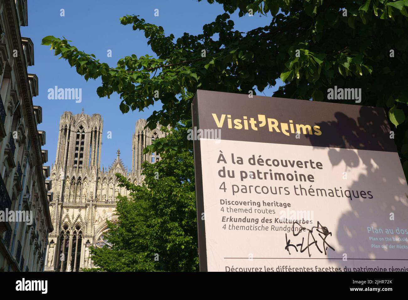 Frankreich, Region Grand Est, Marne, Reims, Kathedrale Notre-Dame, western façade, Stockfoto