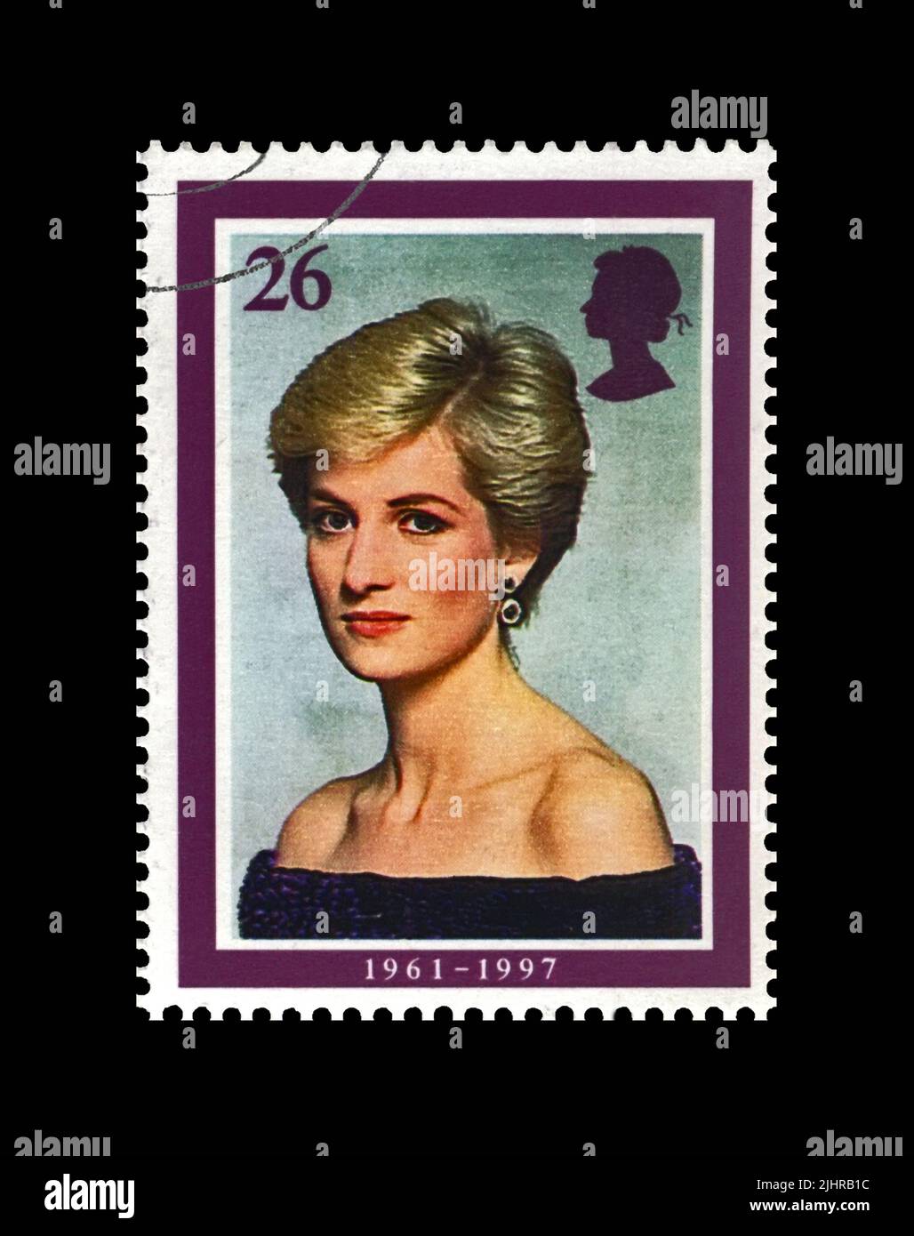 Prinzessin Diana. Abgesagte Briefmarke gedruckt in Großbritannien (Großbritannien), die dem Gedenken an Lady Di, VEREINIGTES KÖNIGREICH (GROSSBRITANNIEN) gewidmet ist. Stockfoto