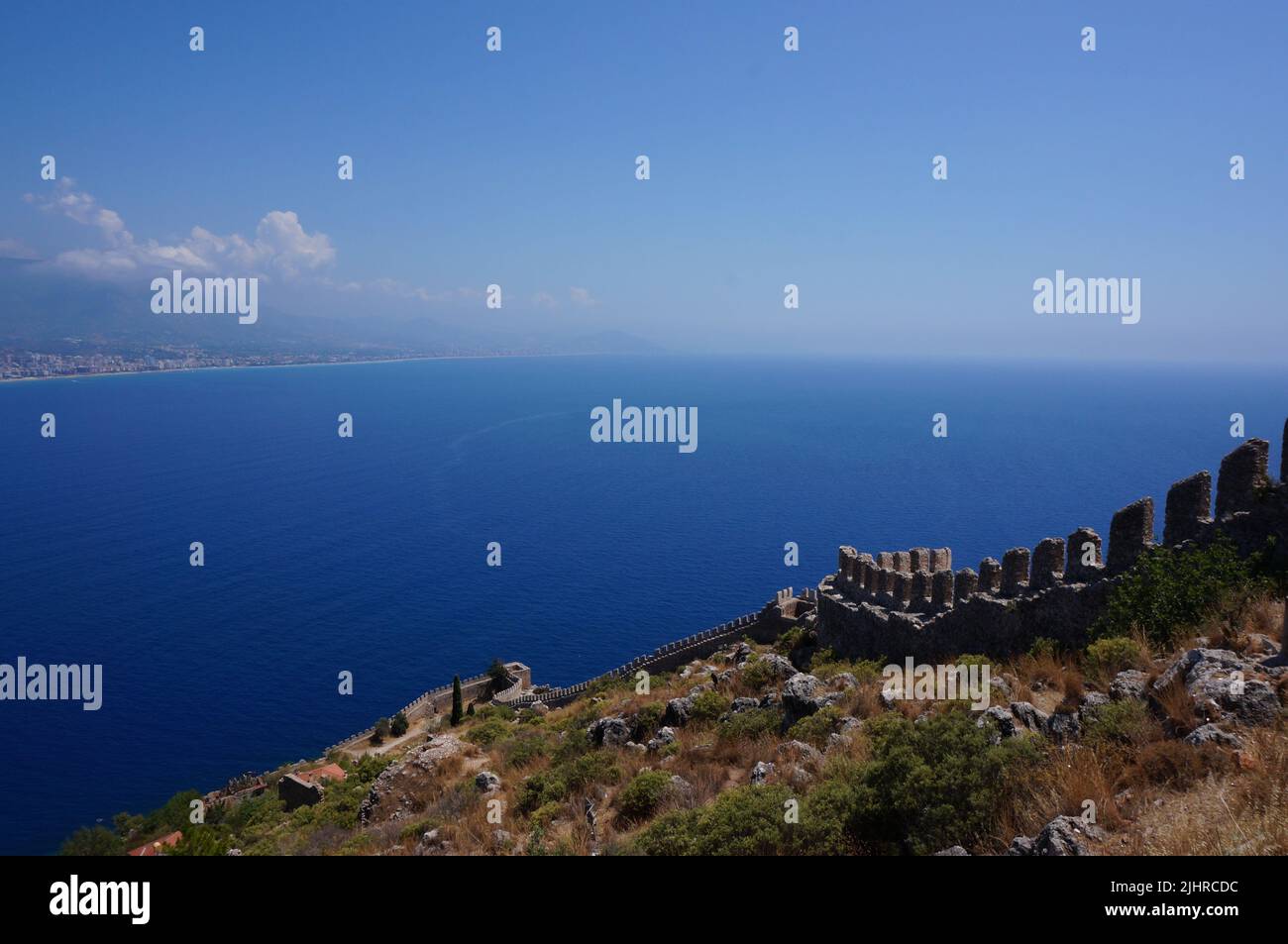 Ruinen der byzantinischen, seldschukischen und osmanischen Festung in Alanya Stockfoto