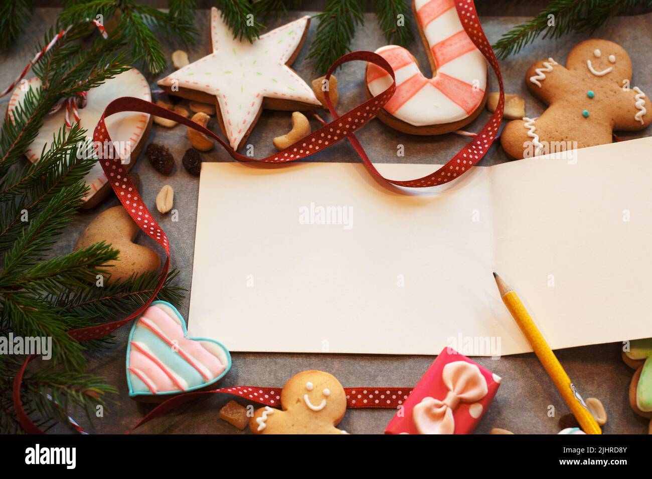 Freier Speicherplatz auf der Neujahrskarte Stockfoto