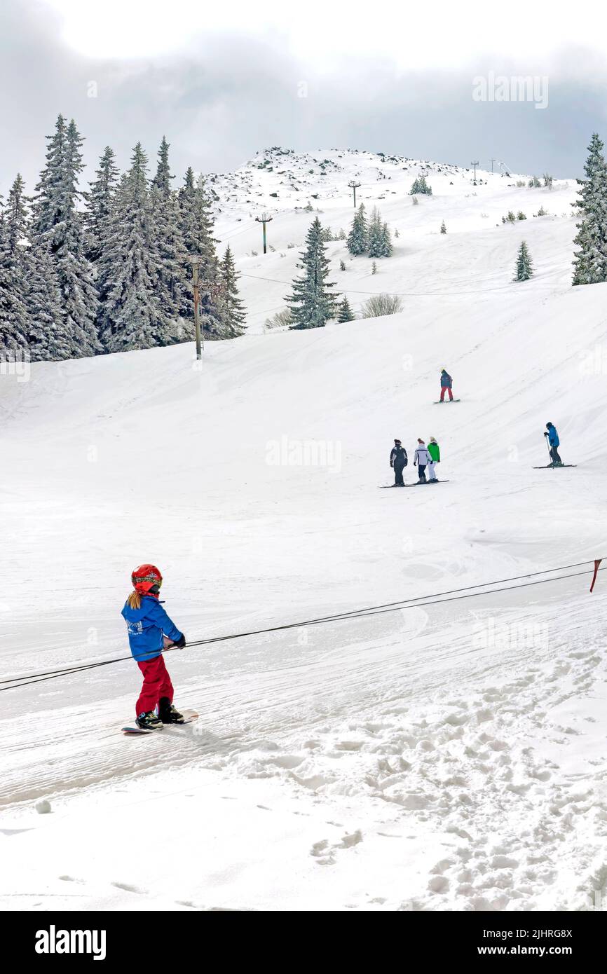 Skifahrer auf dem Berg Vitosha, Bulgarien, Europa, Stockfoto