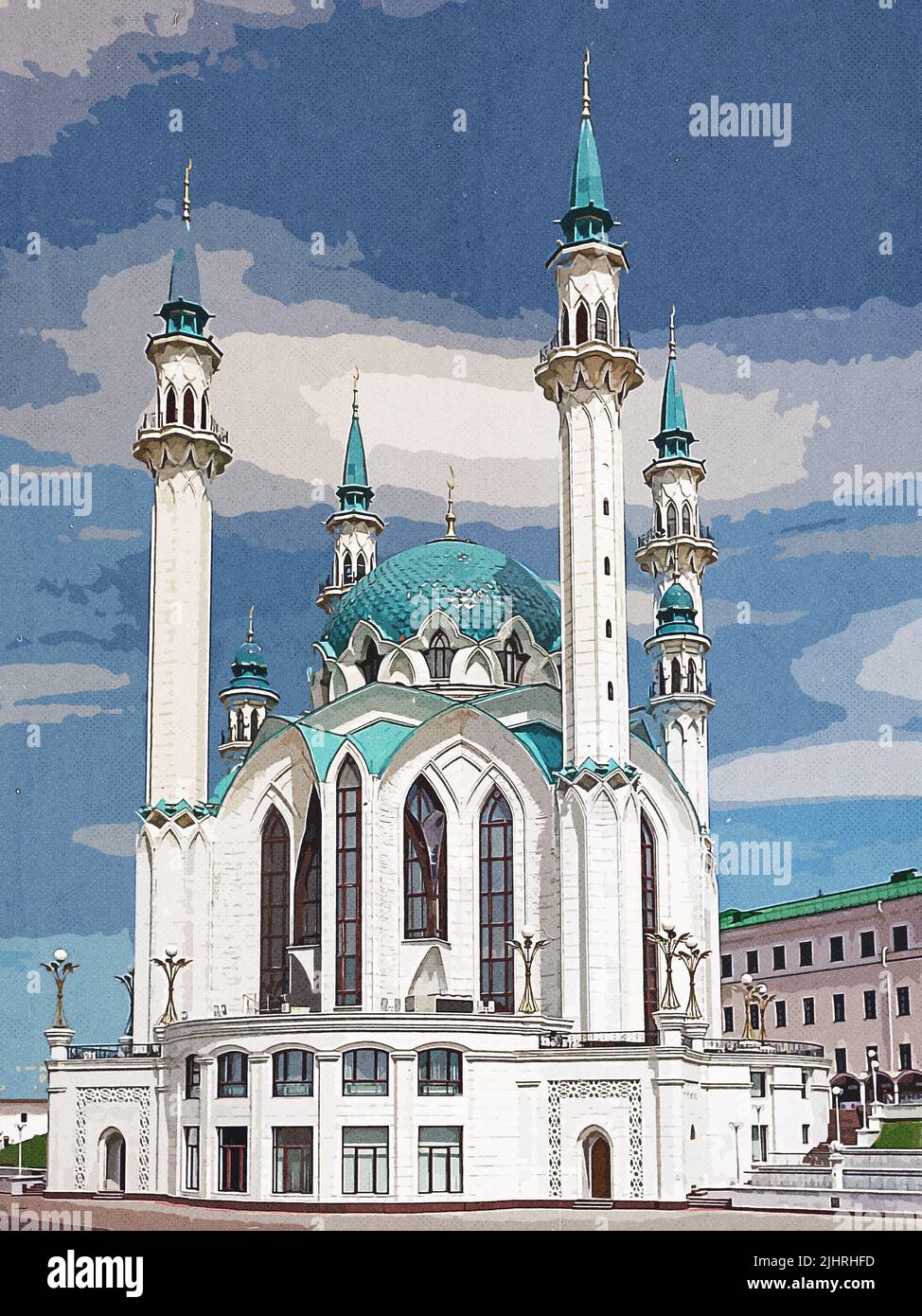 Beste Minarette - Islamische Architektur, weißes und graues Betongebäude 0002 Stockfoto