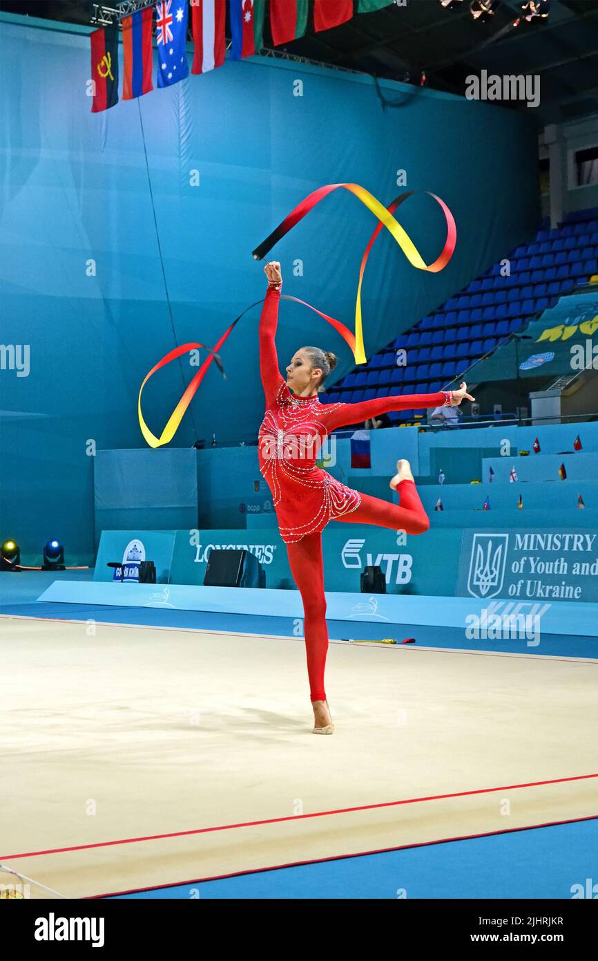 32. Rhythmische Turnweltmeisterschaften in Kiew, Ukraine. 56 verschiedene Nationen, die alle Kontinente repräsentieren Stockfoto