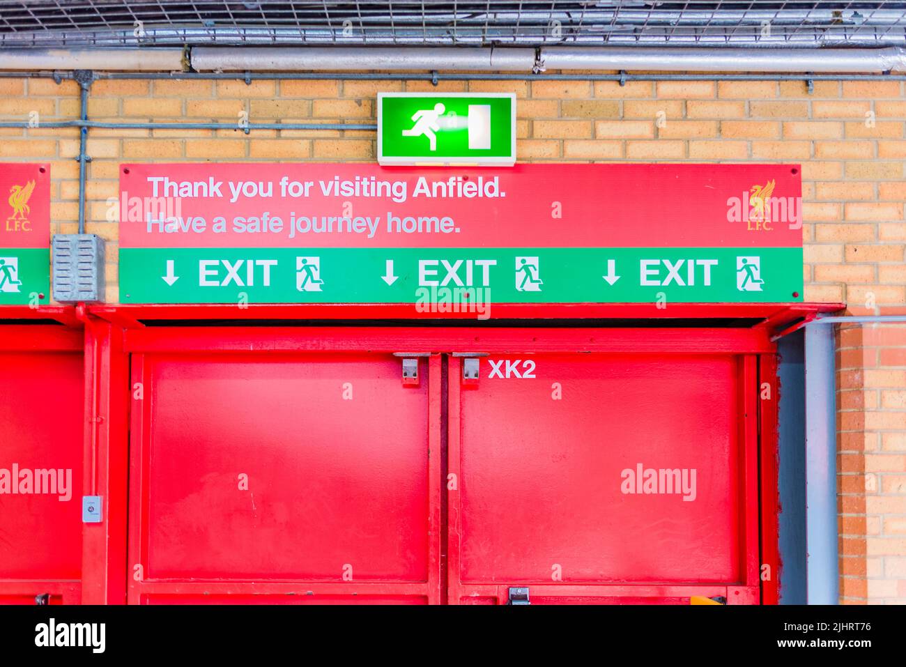 Die Liverpool FC Stadium Tour. Anfield ist ein Fußballstadion in Anfield, Liverpool, Merseyside, England, das eine Sitzplatzkapazität von 53.394, makin hat Stockfoto
