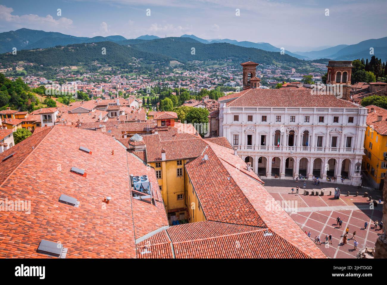 Die Angelo Mai Civic Library von Bergamo. Piazza Vecchia ist der Platz von Bergamo befindet sich im oberen Teil der Stadt, Sitz für viele Jahrhunderte der Stockfoto