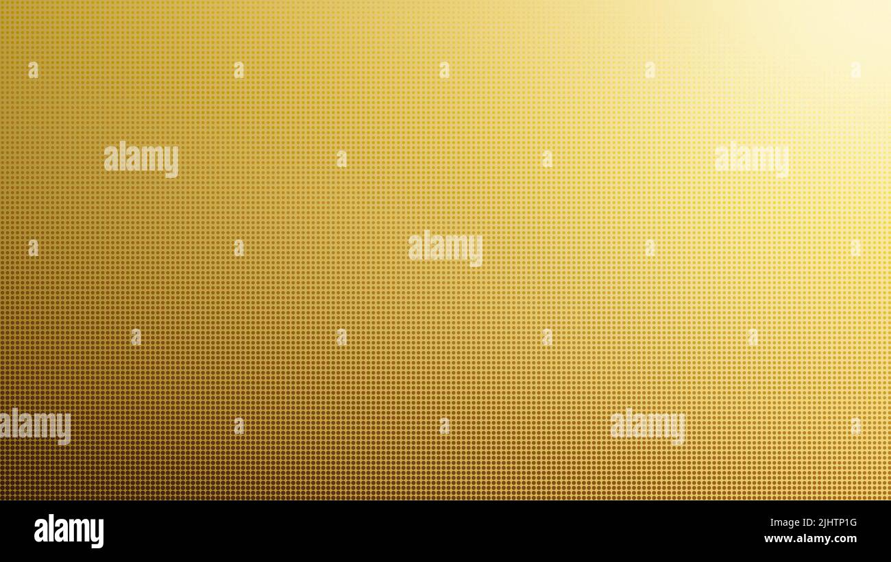 Abstraktes Halbtonmuster in Braun und Orange auf gelbem Farbverlauf. 4K Auflösung. Gepunktetes Muster für Vorlage, Broschüre, Visitenkarte. Stockfoto