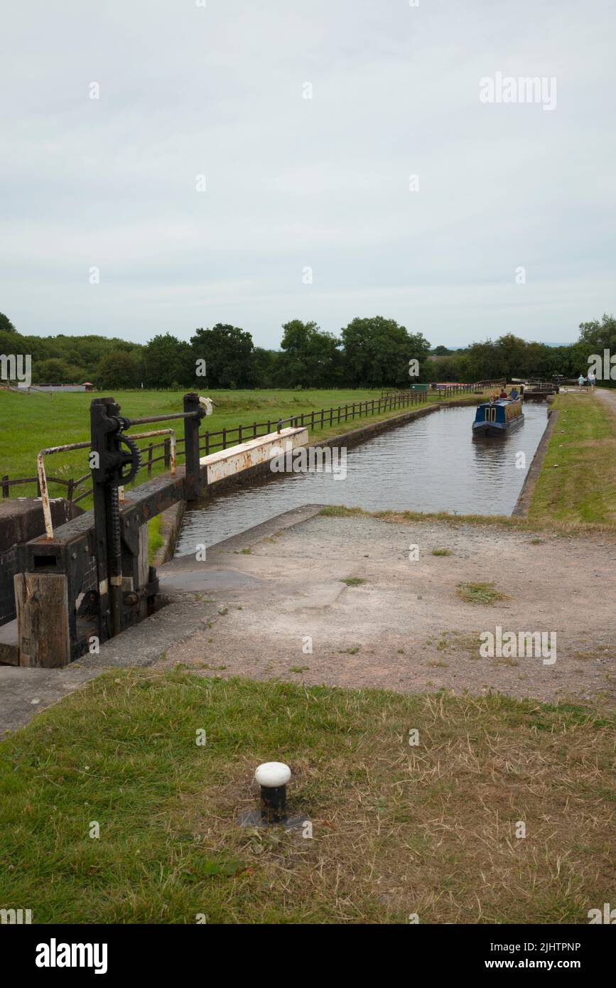 Teil des Schleusensystems bei Hurleston Locks Stockfoto