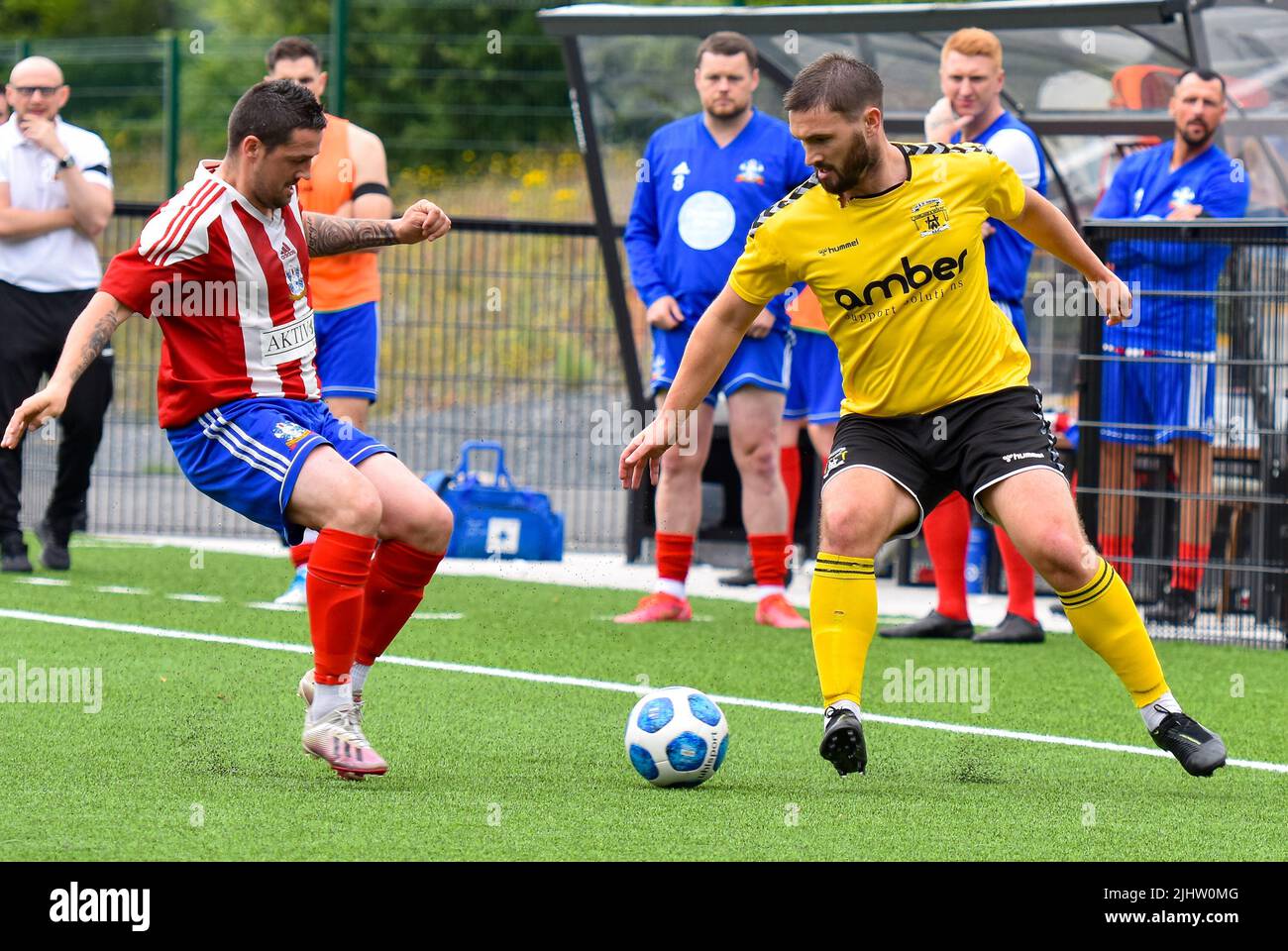 H&W welders vs Ballymacash Rangers (Pre-Season Friendly) Blanchflower Stadium, Belfast - 09/07/22 Stockfoto