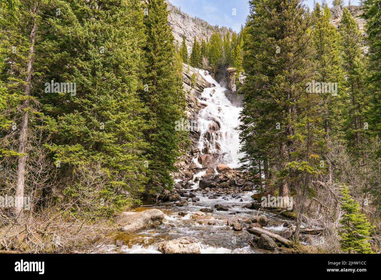 Hidden Falls in der Nähe von Jenny Lake und Grand Teton National Park, Wyoming Stockfoto