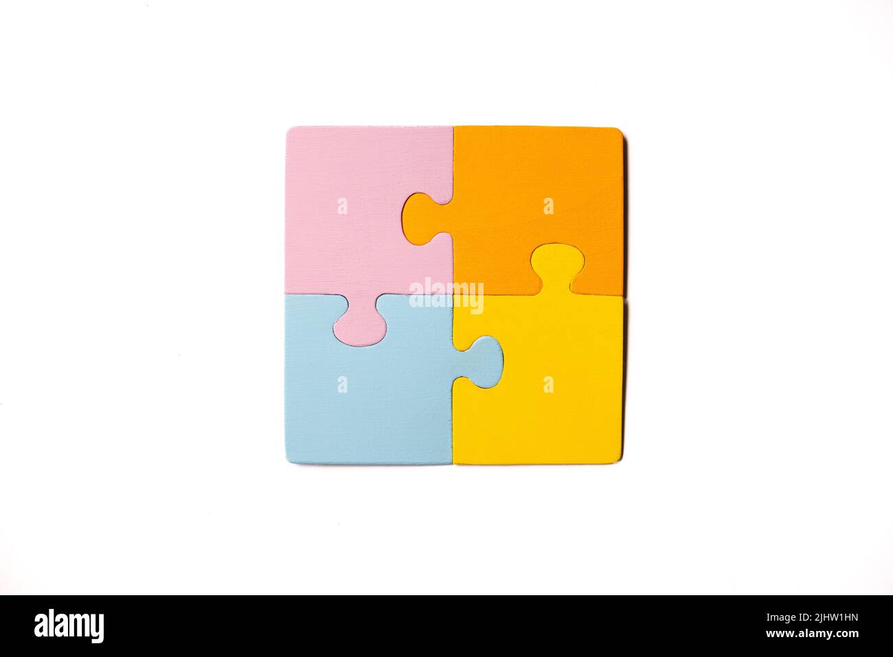 Vier Leere Bunte Puzzle-Stücke Stockfoto