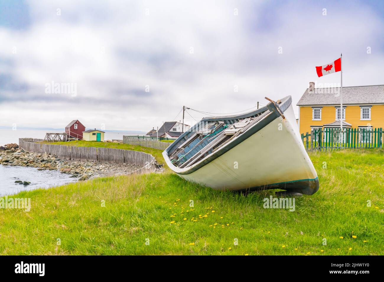 Boot an der Küste von Bonavista, Neufundland, Kanada Stockfoto