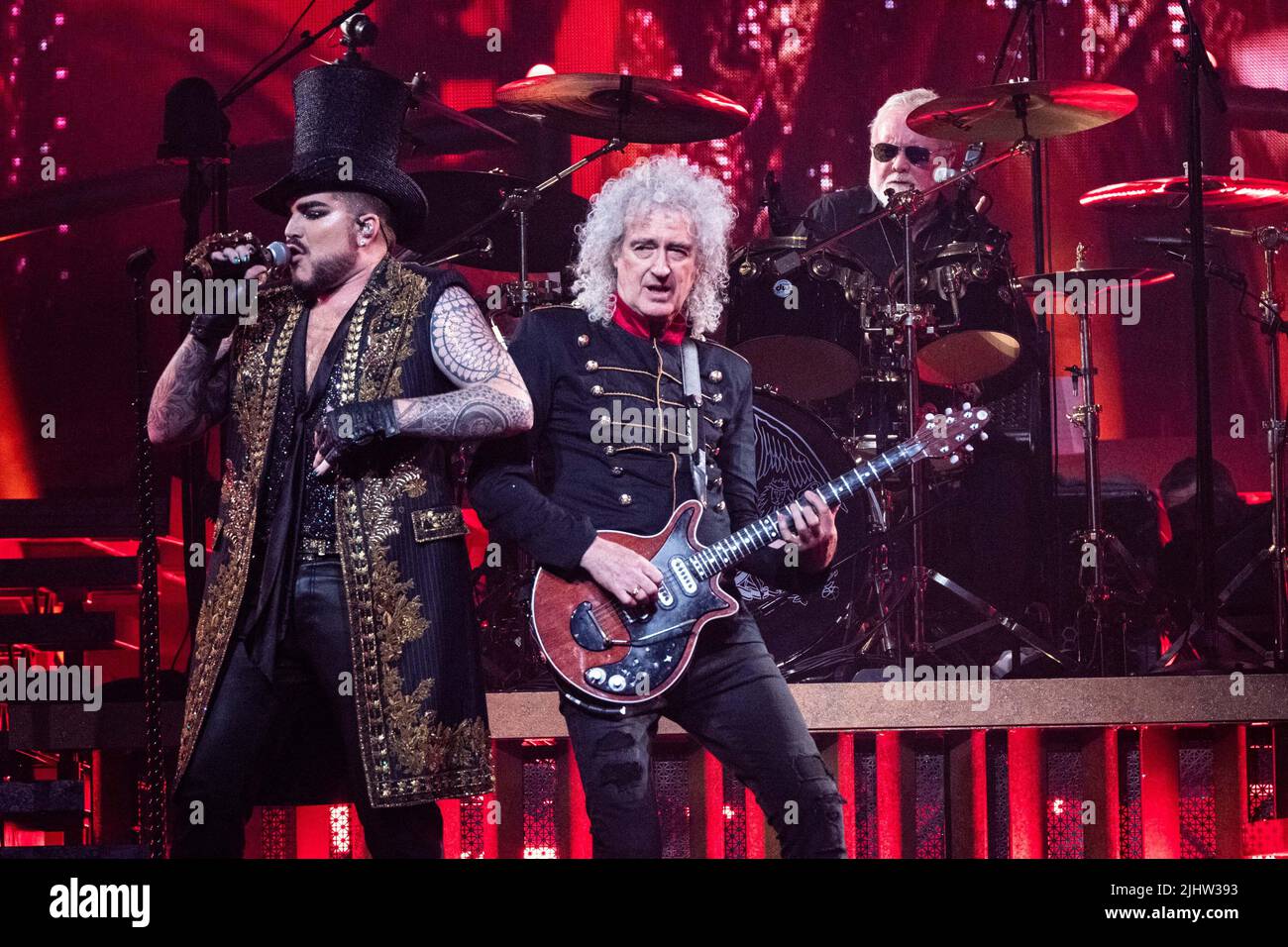 Bologna, Italien. 11.. Juli 2022. Queen Adam Lambert während Queen Adam Lambert - Rhapsody Tour, Musikkonzert in Bologna, Italien, Juli 11 2022 Quelle: Unabhängige Fotoagentur/Alamy Live News Stockfoto