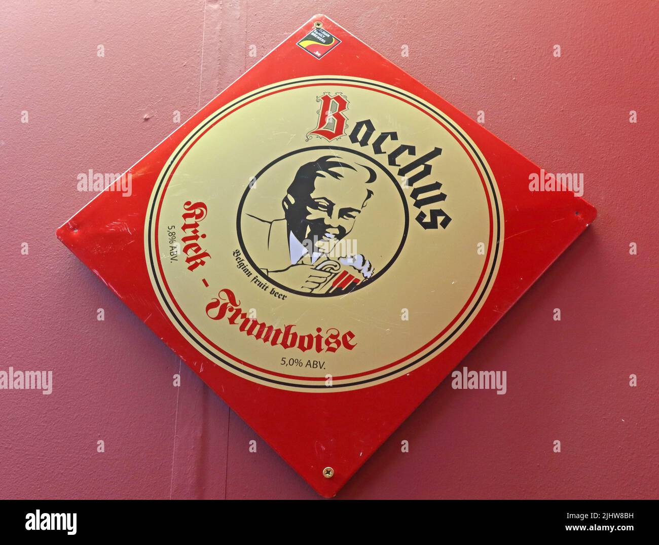 Bacchus Belgium classic Ale, Kriek, Framboise Beer of origin, Tap and Bottle, Cambridge Walks, Southport, Lancs, England, UK Stockfoto