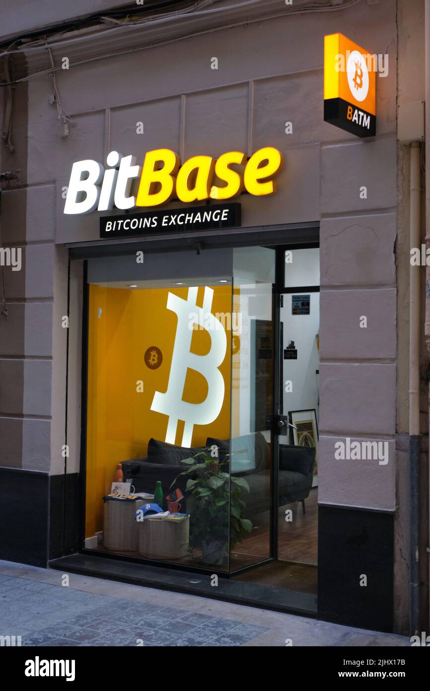 bitcoin-Wechselstube in spanien Stockfoto