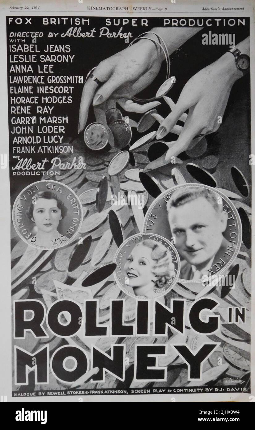 ISABEL JEANS LESLIE SARONY und ANNA LEE in ROLLEN IN GELD 1934 Regisseur ALBERT PARKER aus Spiel Mr. Hopkinson von R.C. Kartonklapper Junge Oswald Morris Produzent John Barrow Fox Film Company Stockfoto