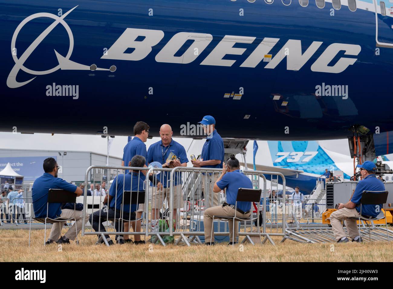 BoeingArbeiter befinden sich am 20.. Juli 2022 auf der Farnborough