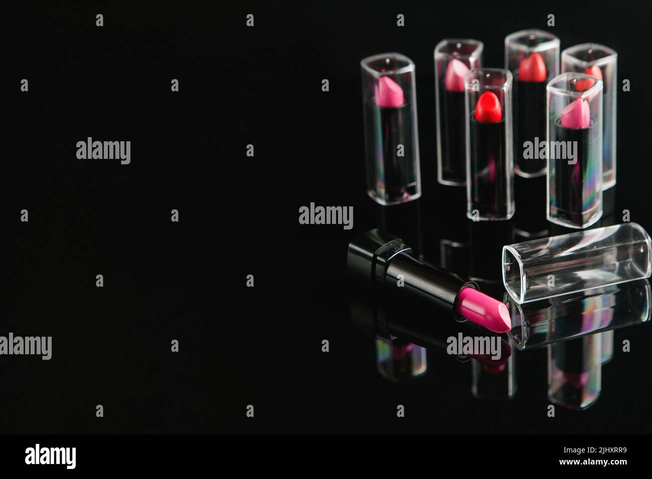 Auswahl Lippenstifte für Frauen Beauty Blog Stockfoto