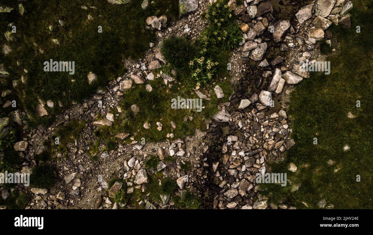 Luftaufnahme - Bergpfad Landschaft Stockfoto