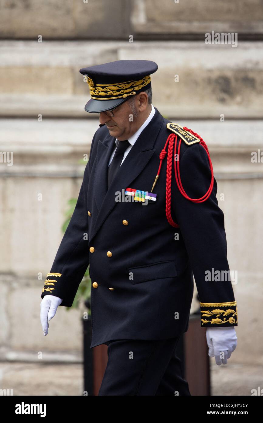 Der neu ernannte Pariser Polizeipräfekt Laurent Nunez nimmt am 21. Juli 2022 an einer Übergabezeremonie in Paris Teil. Foto von Raphael Lafargue/ABACAPRESS.COM Stockfoto