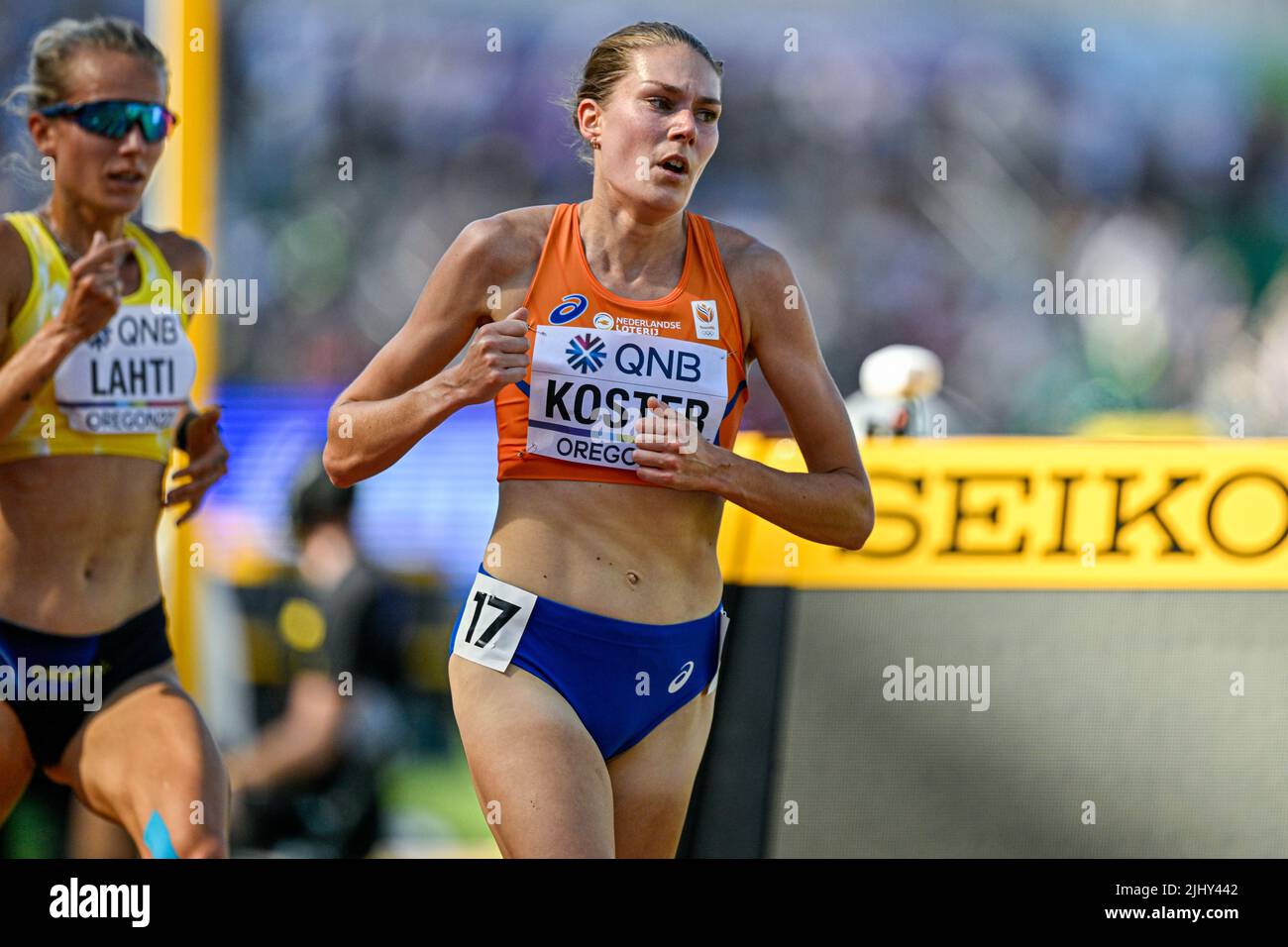 EUGENE, USA - 20. JULI: Maureen Koster aus den Niederlanden tritt während der Leichtathletik-Weltmeisterschaften am 20. Juli 2022 in Eugene, USA, auf der Women's 5000m an (Foto: Andy Astfalck/BSR Agency) Atletiekunie Stockfoto