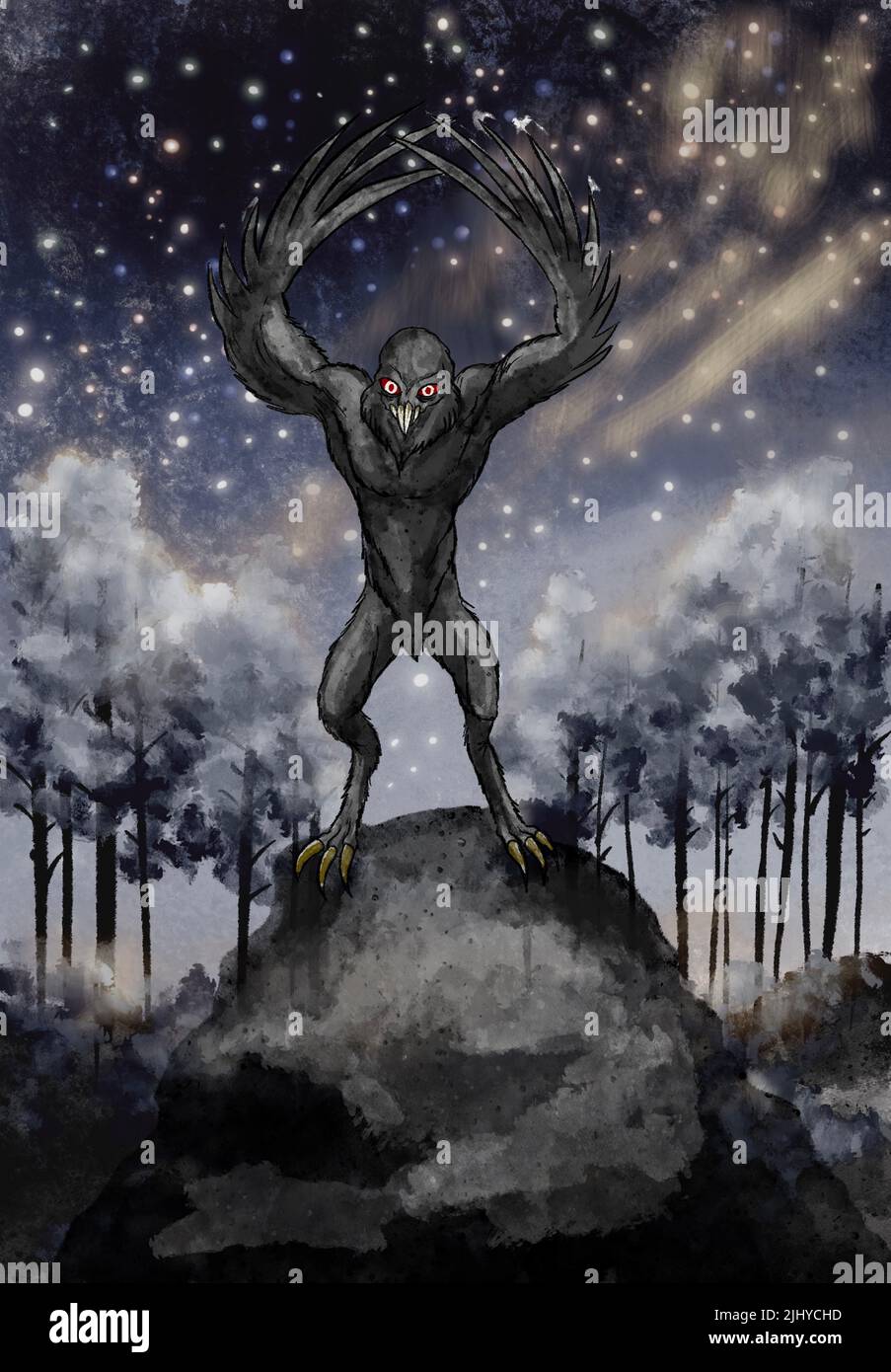 mothman-Kryptidenillustration Stockfoto