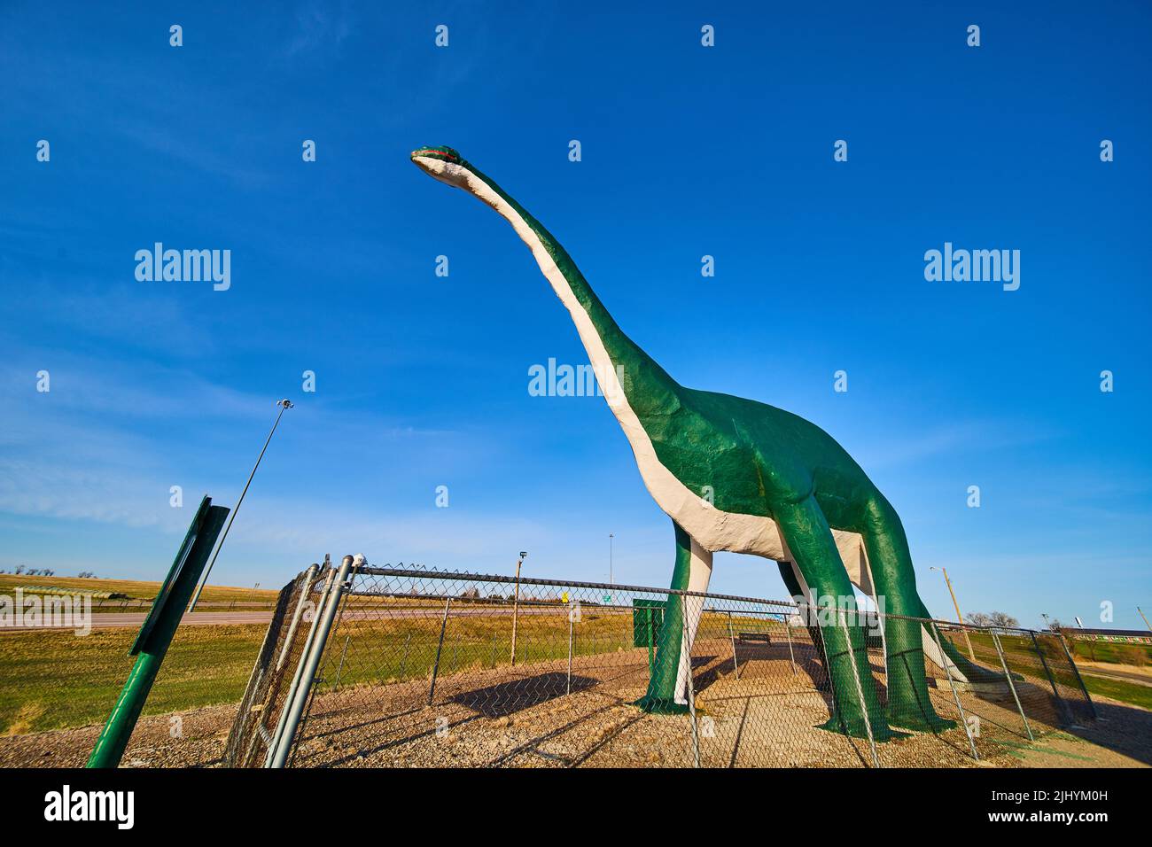 Wall Drug Store riesige grüne 80-Fuß-Dinosaurierstatue in South Dakota Stockfoto