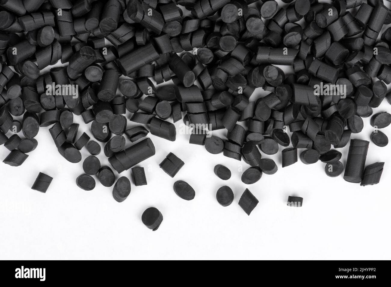 Nahaufnahme von schwarzem Gummigranulat Stockfoto