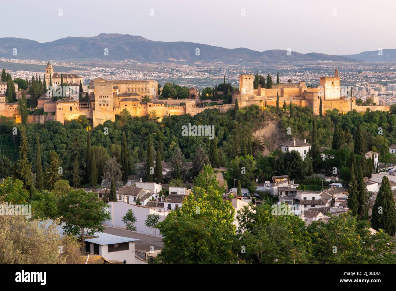 Blick auf die Stadt Granada vom Mirador San Nicolás Stockfoto