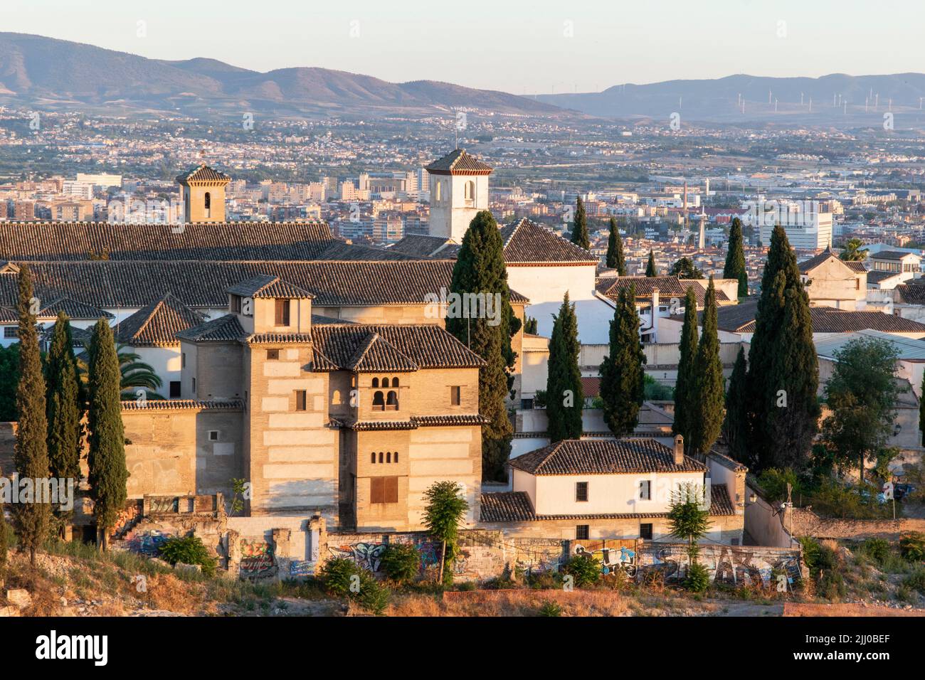 Blick auf die Stadt Granada vom Mirador San Nicolás Stockfoto
