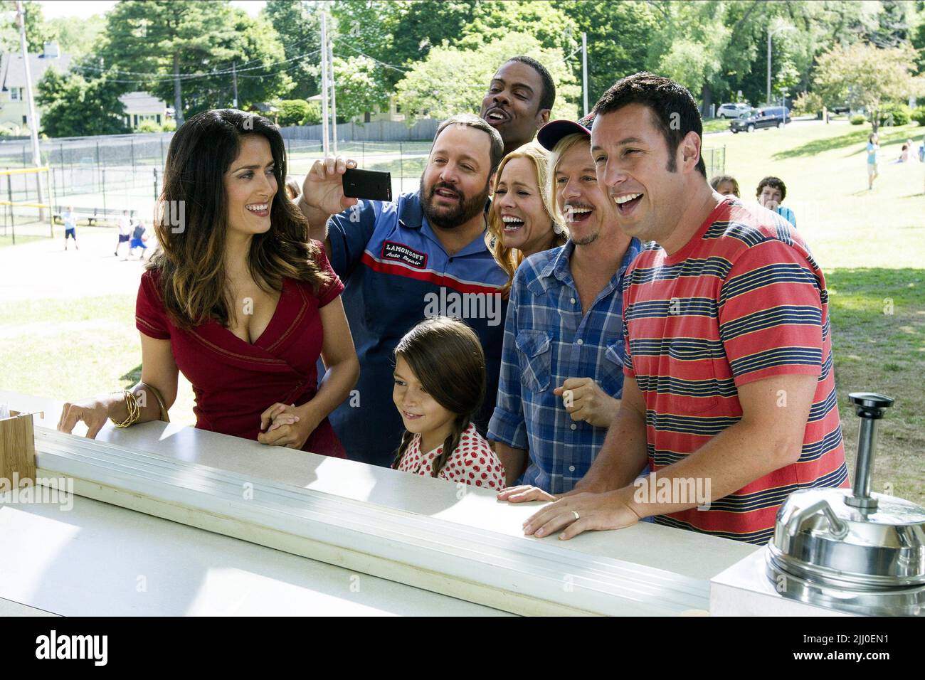 HAYEK,JAMES,ROCK,SANCHEZ,BELLO,SPADE,SANDLER, GROWN UPS 2, 2013 Stockfoto
