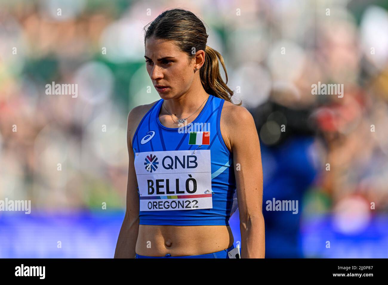 EUGENE, USA - 21. JULI: Elena Bello aus Italien tritt während der Leichtathletik-Weltmeisterschaften am 21. Juli 2022 in Eugene, USA, an den Frauen 800m an (Foto: Andy Astfalck/BSR Agency) Atletiekunie Stockfoto