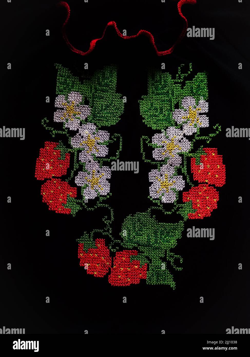 Ukrainisches schwarzes besticktes Frauenshirt. Nationale Kleidung der Ukraine Stockfoto