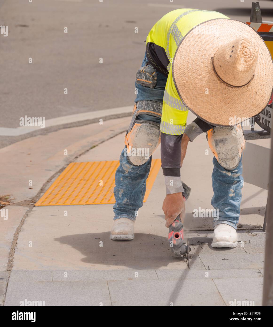 Arbeiter hat Sonne Bau städtischen Menschen usa Auswanderer Stockfoto
