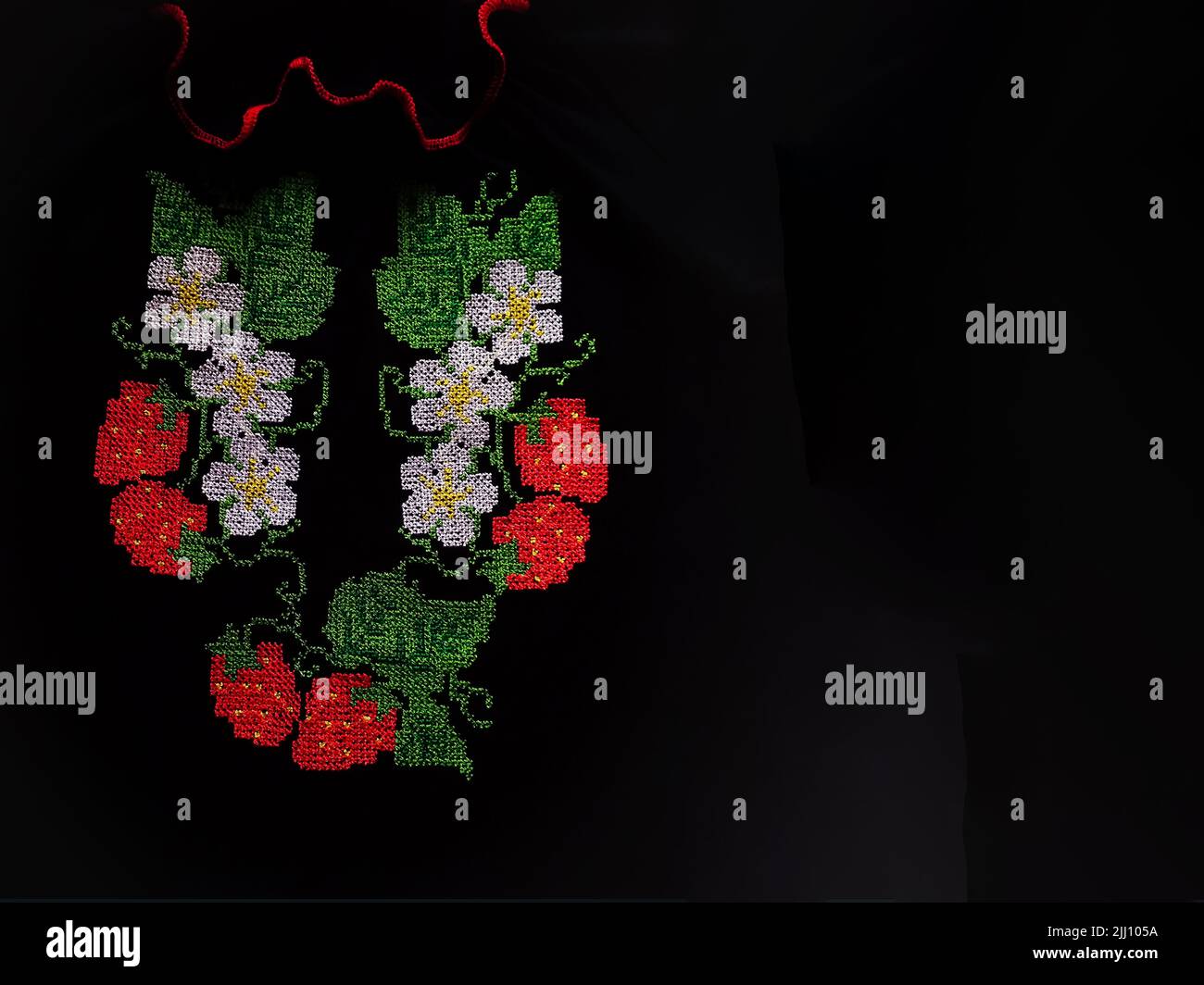 Ukrainisches schwarzes besticktes Frauenshirt. Nationale Kleidung der Ukraine Stockfoto