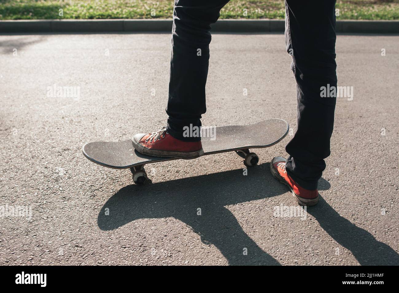 Profisport. Skateboarding-Motivation Stockfoto