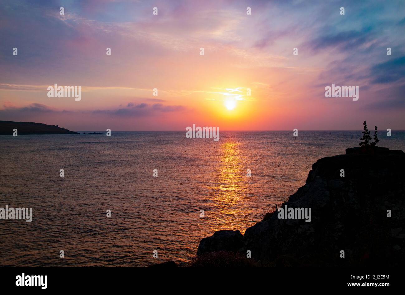Sonnenuntergang, Porthmeor Beach, St. Ives Cornwall Stockfoto