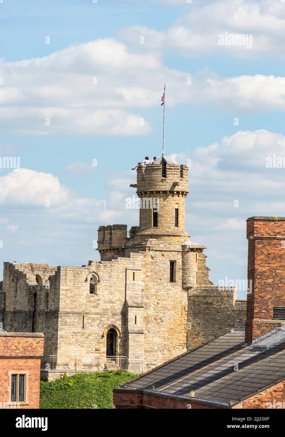 Aussichtsturm Lincoln Castle vom Wall Walk aus, Lincoln City 2022 Stockfoto