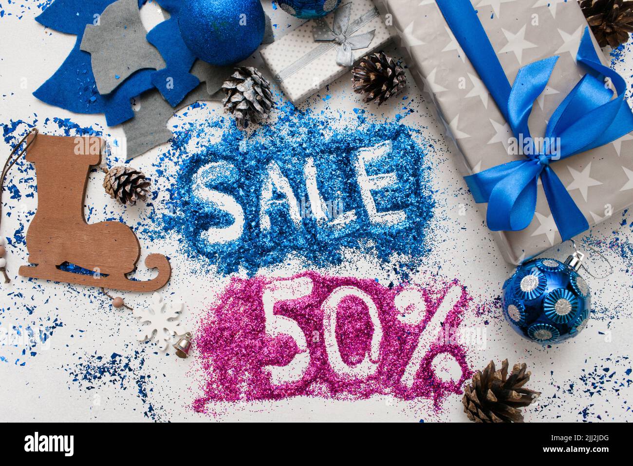 Verkäufe an Weihnachten und Neujahr Stockfoto