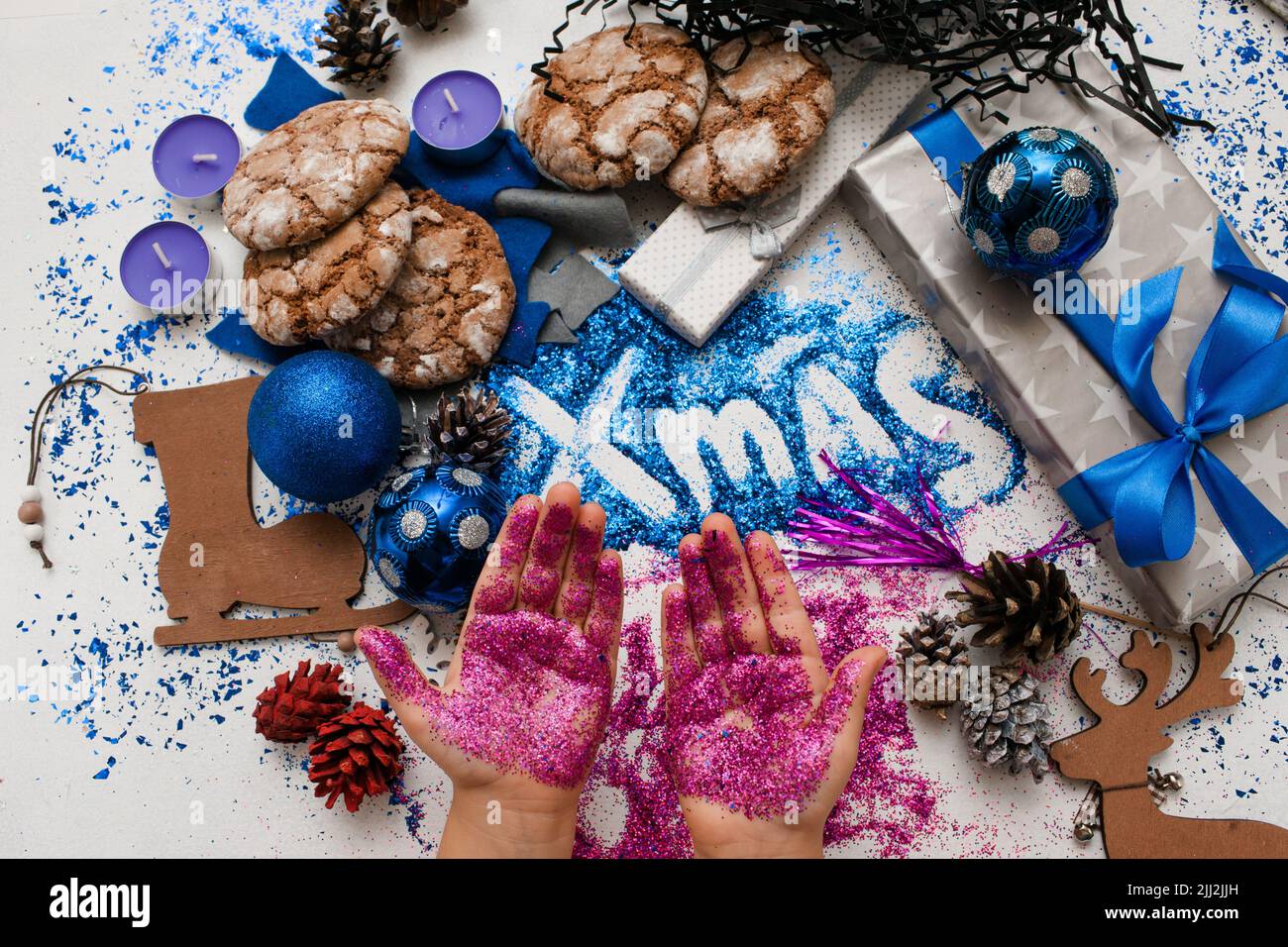 Weihnachten festliche Hintergrund Draufsicht Stockfoto