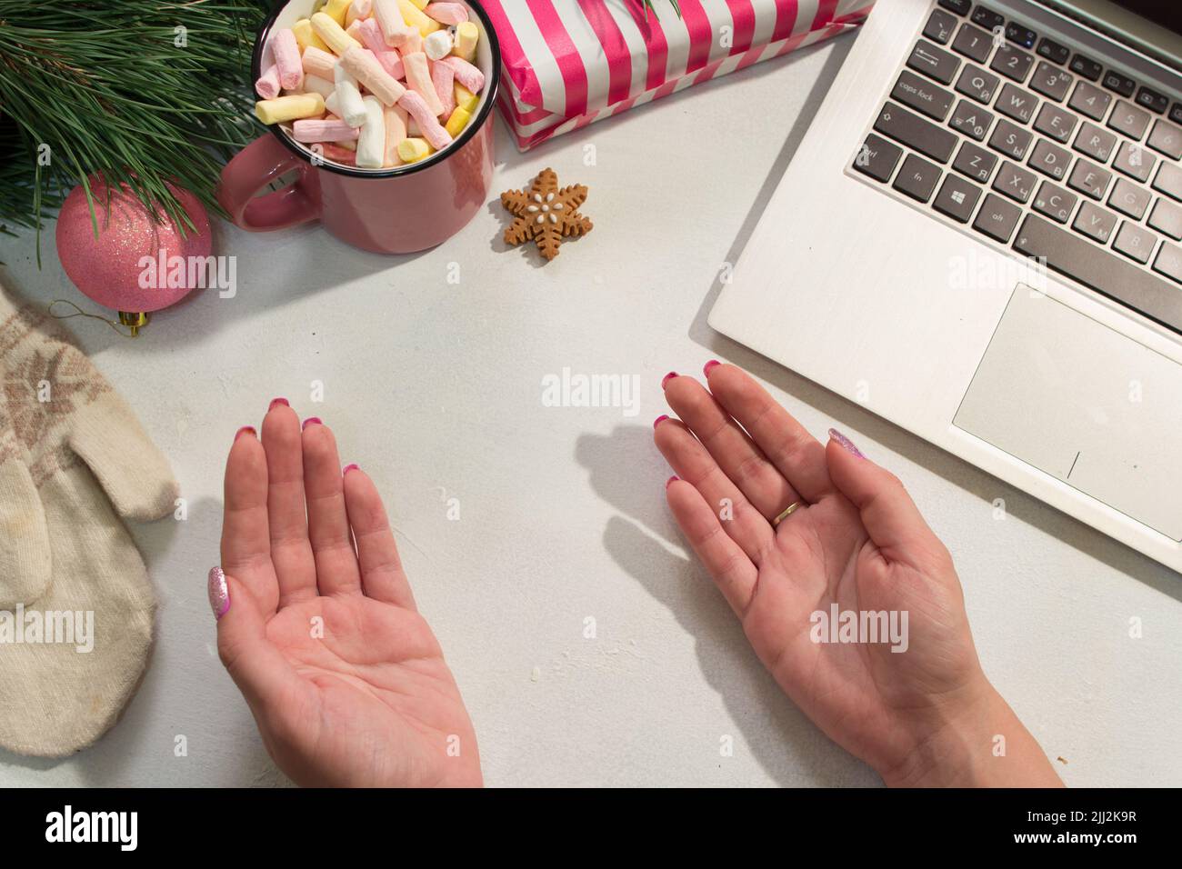 Wir gratulieren zu Weihnachten und Neujahr Stockfoto