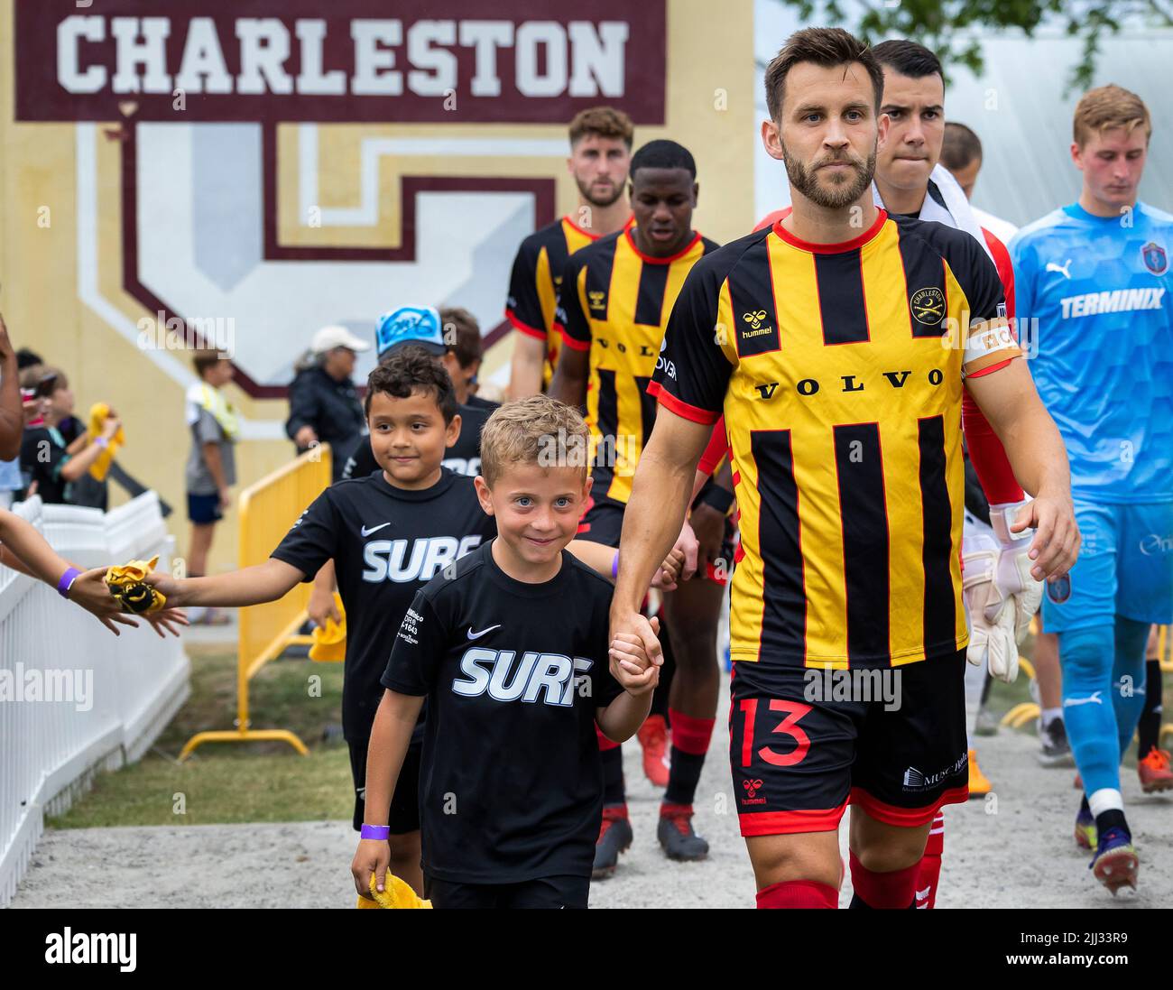 Die Charleston Battery ist eine professionelle Fußballmannschaft in Charleston, S.C. Stockfoto