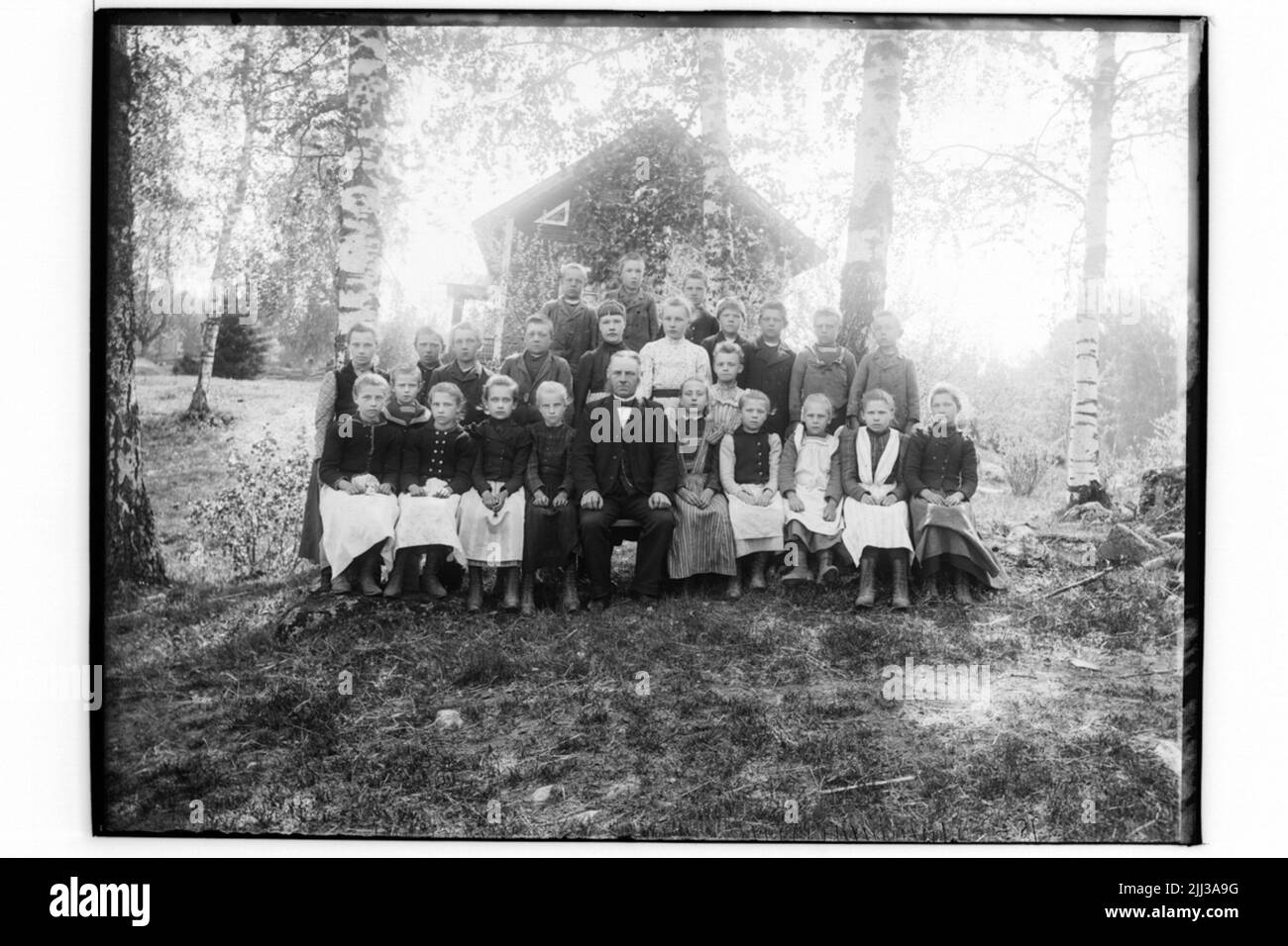 Ödeby Schule, Schulklasse, Schüler mit Lehrern f.a. Lindgren. Stockfoto