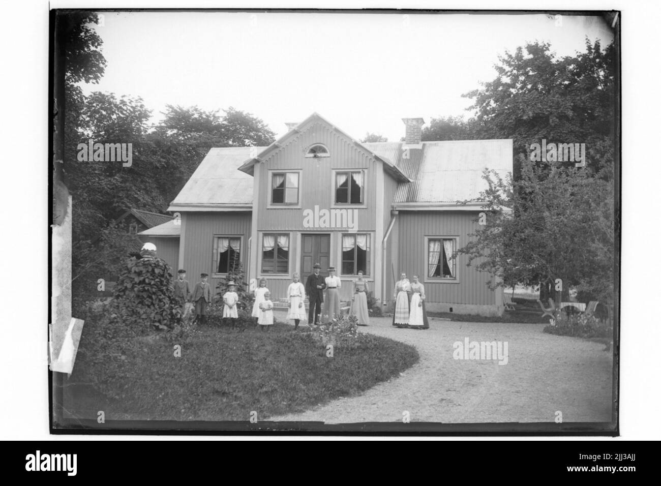 Almby Prästgård, ein Wohnhaus, 11 Personen. Pastor Pettersson Stockfoto