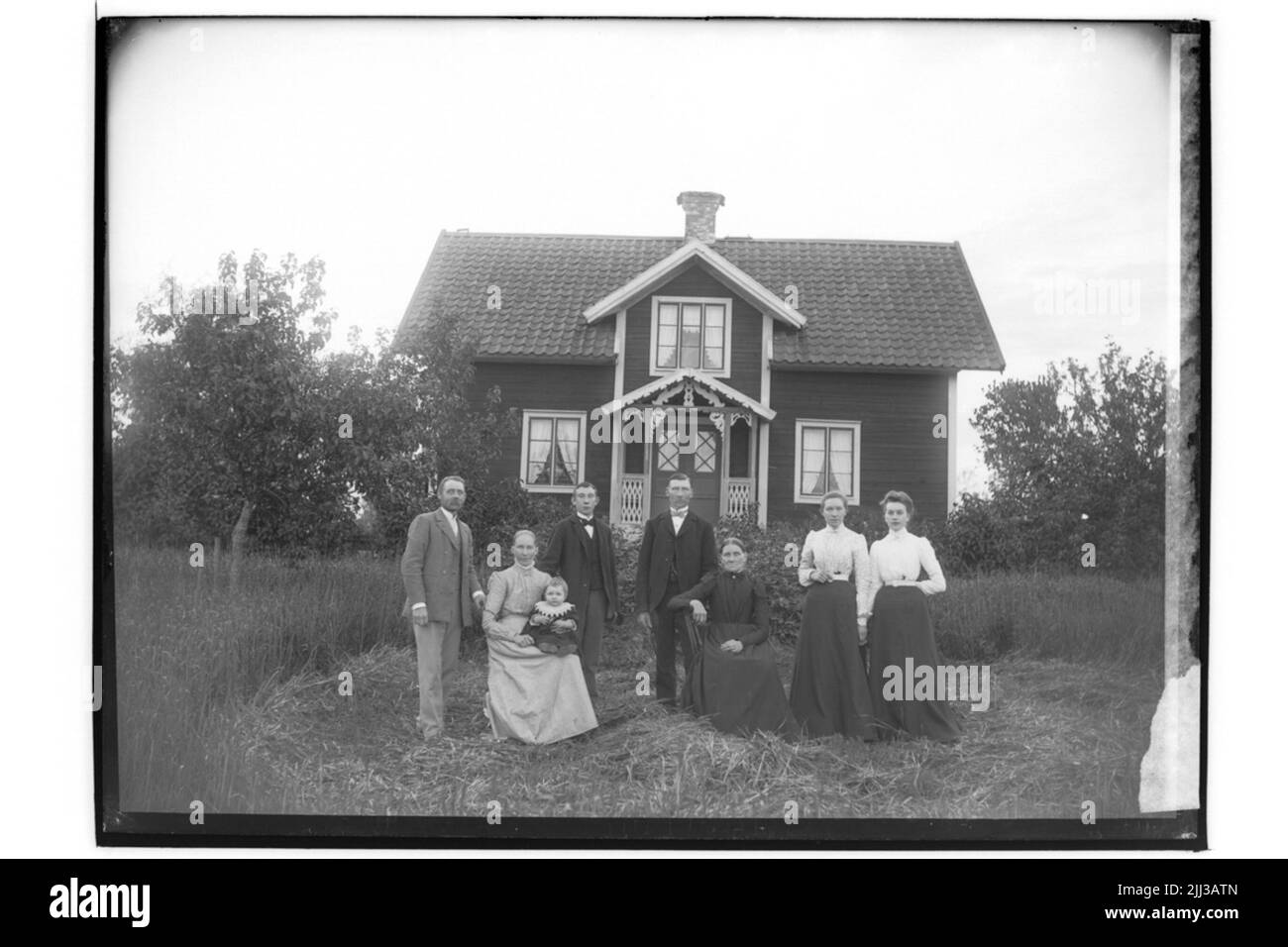 Zweistöckiges Wohnhaus, 8 Personen. Samuel Carlsson. Stockfoto
