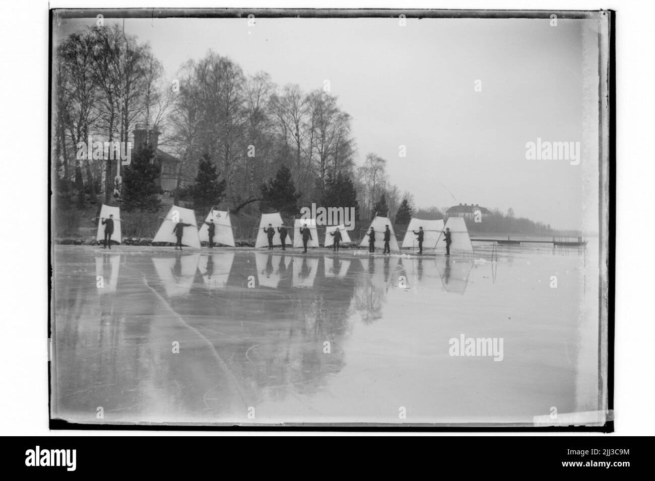 Hjälmarens IS.11 Skating Seemann in Hjälmaren, Hemfjärden. Stockfoto