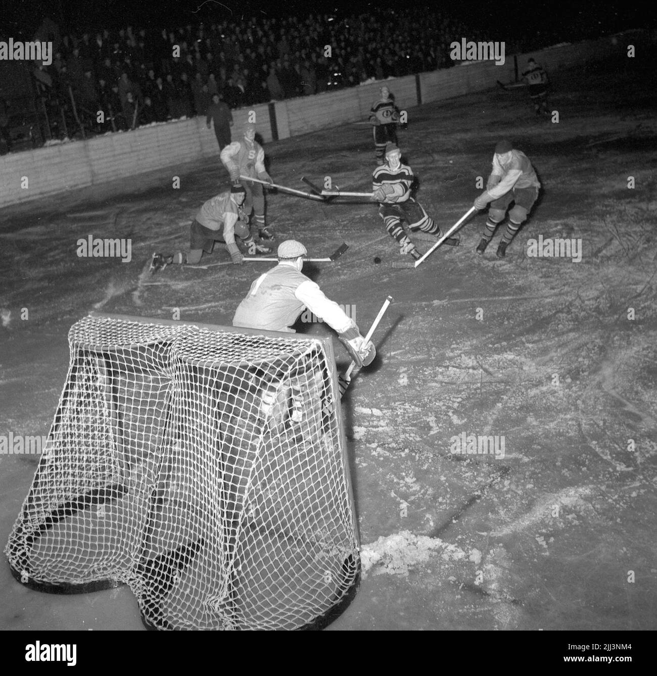 Sturehov - Fagersta, Bandy. 31. Dezember 1958. Stockfoto